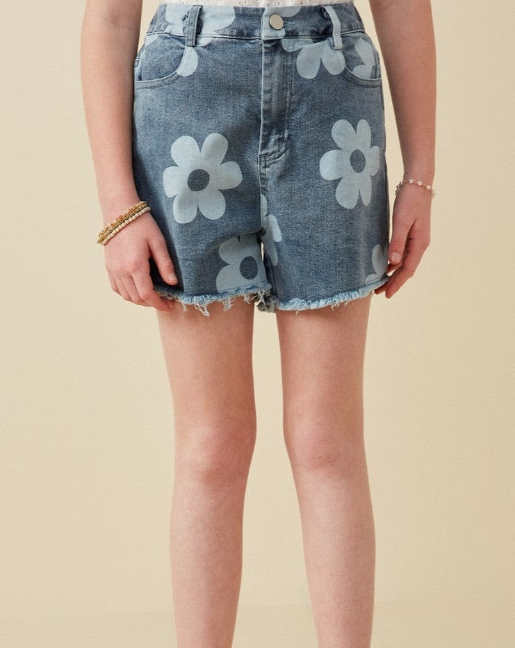 Lindsey Floral Denim Shorts