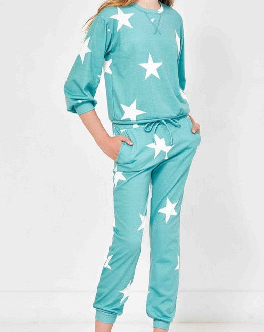 Kendall  Star Joggers-Teal