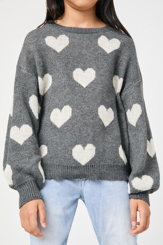 Stacy Heart Print Sweater