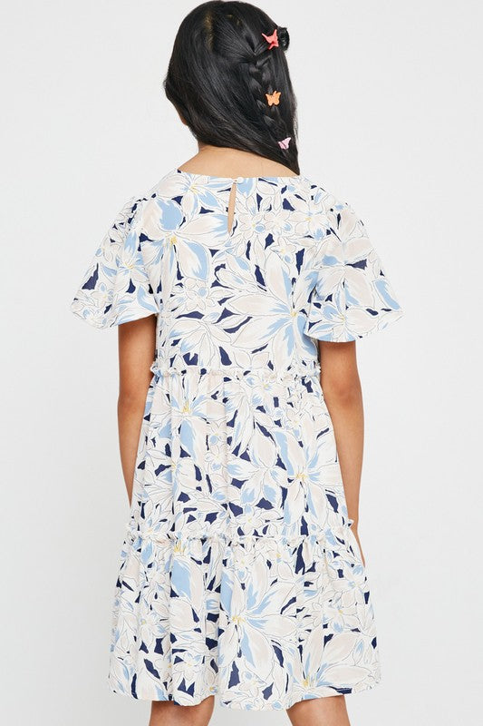 Ericka Ivory/Navy Floral Dress