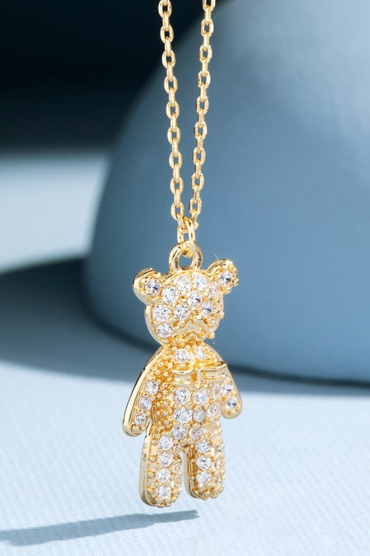 Crystal Teddy Bear Necklace - 2 Colors