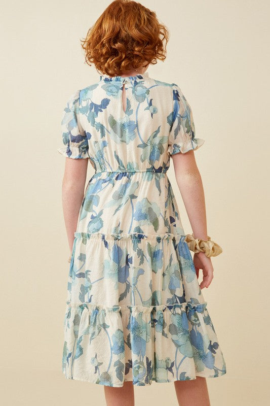 Janelle Blue Watercolor Floral Dress