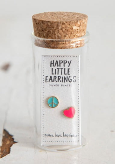 Happy Little Earrings - Peace & Heart