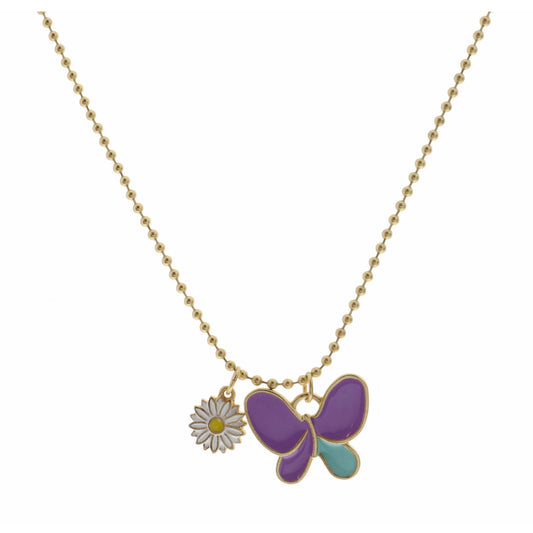 Flower & Butterfly Charm Necklace