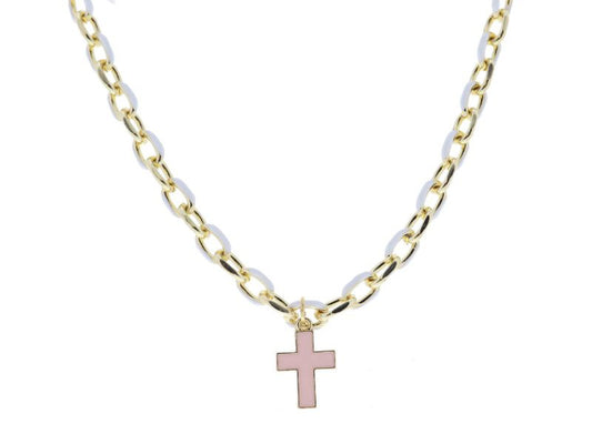 Enamel Chain Cross Necklace